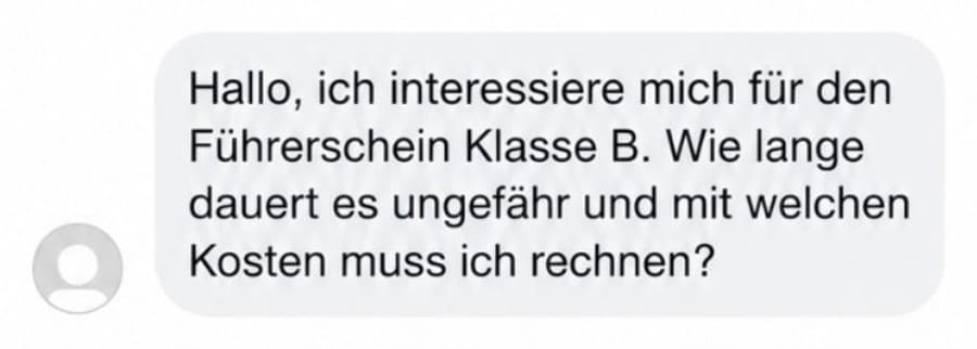 Anfrage zum Führerschein Klasse B