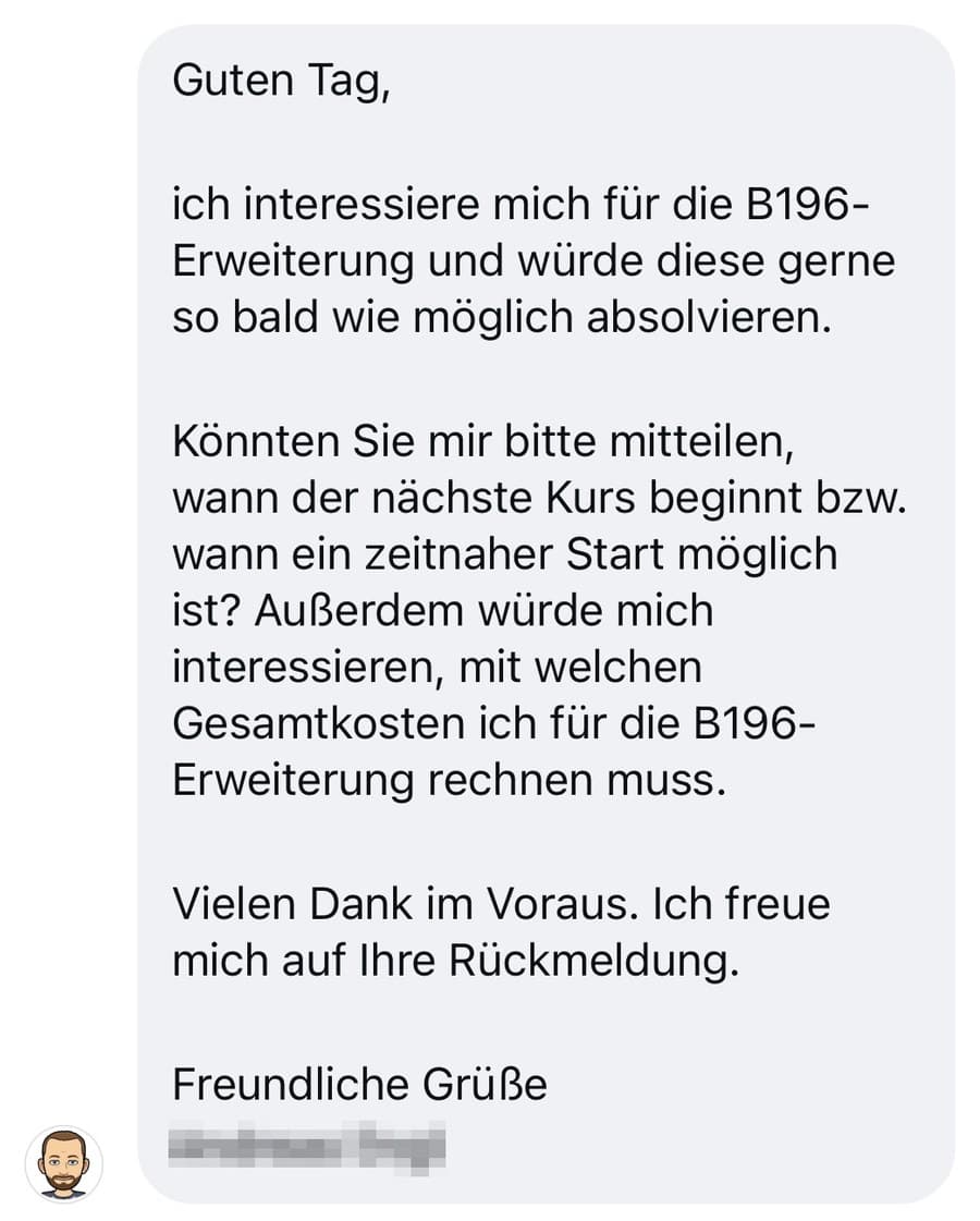 Anfrage zur B196-Erweiterung