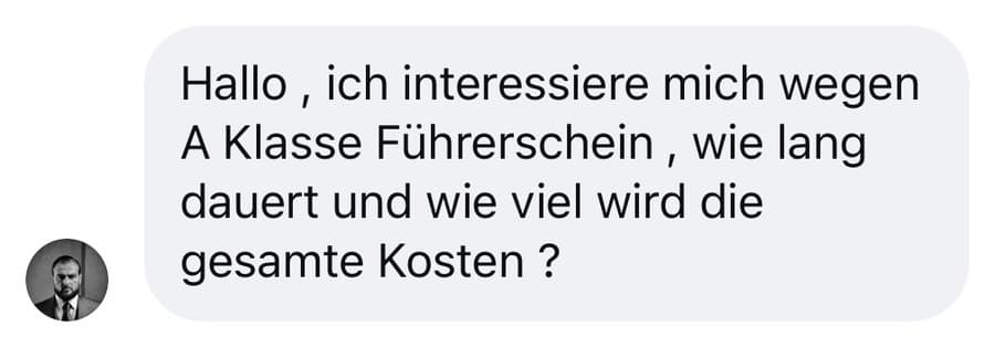 Anfrage zum Führerschein Klasse A